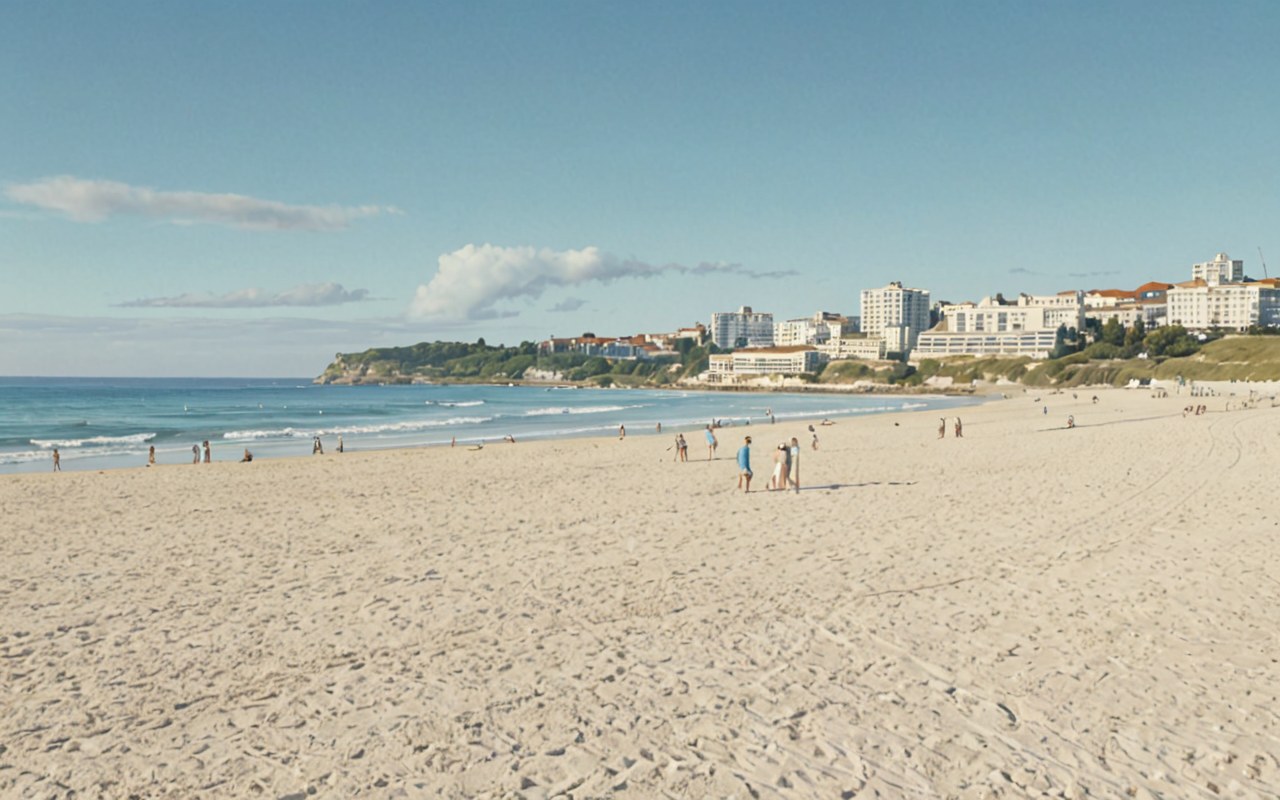 Bondi Beach at dawn — AI-painted illustration