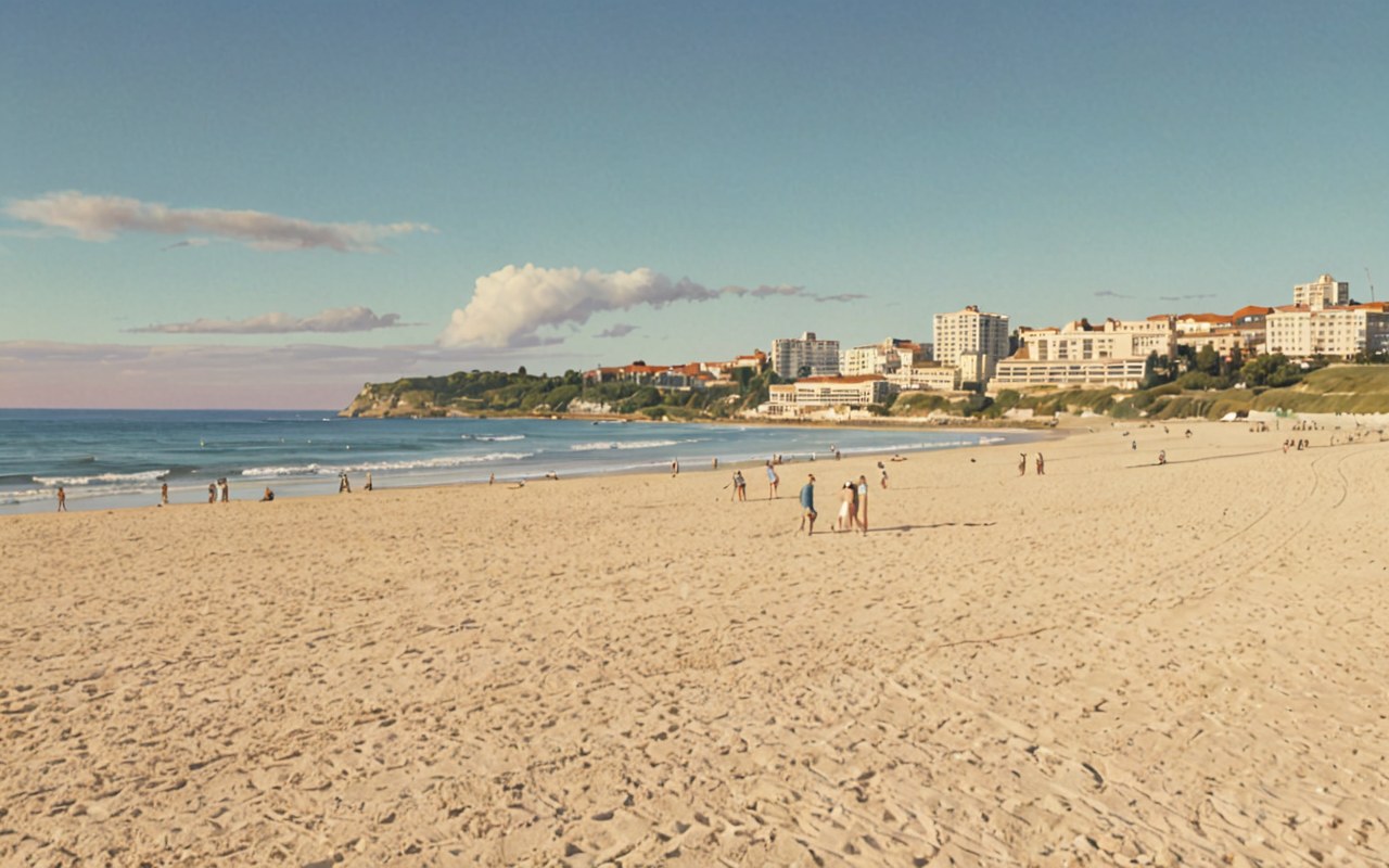 Bondi Beach at dusk — AI-painted illustration