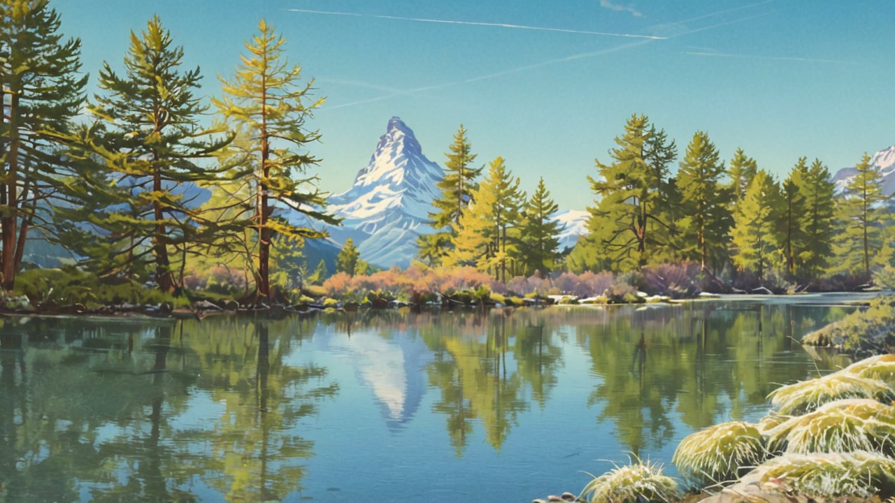 The Matterhorn at dawn — AI-painted illustration
